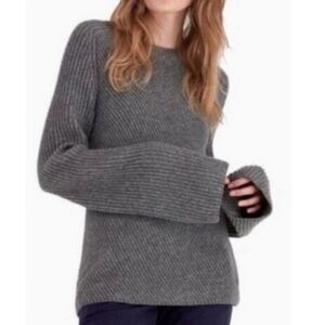 A.L.C Graham Ribbed Bell Sleeve Sweater XS Gray ALC Wool Blend